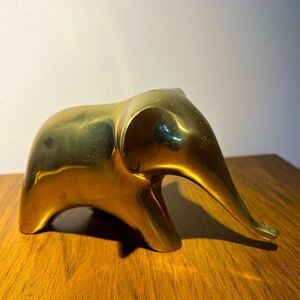 Brass very heavy elephant figurine, vintage with patina mid-century, modern